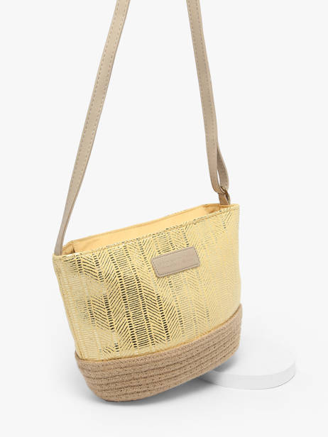 Cross Body Tas Irisé Raffia Le voyage en panier Geel guimauve PM289 ander zicht 2